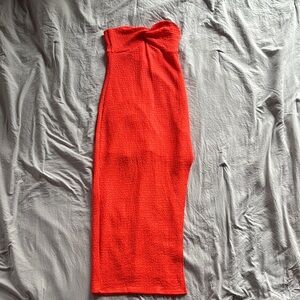 Bright orange midi dress